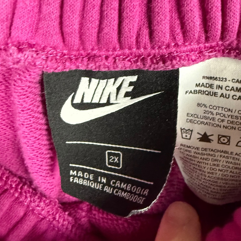Nike Air Women's 2X Magenta Pink Jogger Sweatpants Logo Zip Pockets Athletic - Picture 5 of 6
